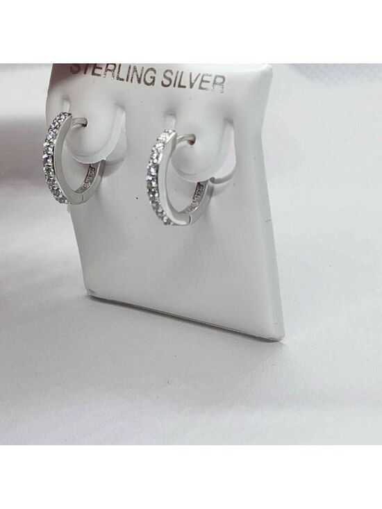 Jewelry - Brand New  Sterling Silver 925 cz stones huggie Earrings
